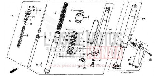 GABEL, VORNE (CR125RM) CR125RM de 1991